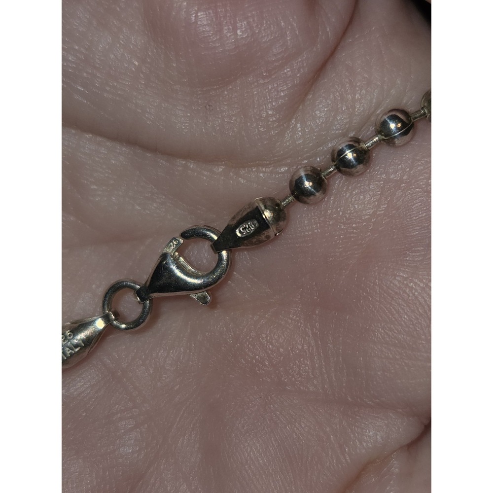 Sterling Silver .925 Italy. Ball And Chain Necklace. 18 Inches - Picture 5 of 8